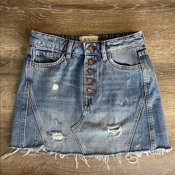 Free People Dresses & Skirts - Free People Distressed Jean Skirt - Sz 25